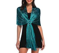 Sparkling Evening Shawls, vimate Teal Blue Metallic Shawls and Wraps for Evening Party Dresses (UK-Teal Blue)