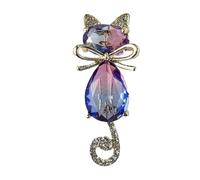 Sparkling Feline Shaped Brooch Artistic Crystal Detailing Alloy Jewelry Piece Versatile Fashion Statement For Adults Alloy Feline Jewelry