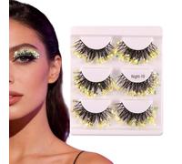 Sparkling Fringe Sets - 3 Pair Glitter Strips, Lightweight Eye Makeup with Shimmer Finish, Dramatic Fake Eyelashes for Women Girlfriend, Cosmetic Beauty Supplies, Visual Enhancer