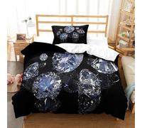 Sparkling Gemstones-Luxury Jewel Style 3D Printed Duvet Cover Microfibre Soft Quilt Covers Bedding Sets with Pillowcase Easy Care Comforter Cover Hidden Zipper for Kids Boys Girls Single（135x200cm）