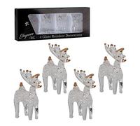 Sparkling Glass Reindeer Decorations - 4.5cm (Pack of 4) - Exquisite Design - Ideal Home Décor for Holidays