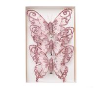 Sparkling Glitter Butterfly Decorations for Christmas Trees Create a Glamorous Atmosphere (for PINK A)