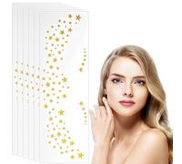 Sparkling Gold Star Face & Body Stickers - Temporary Glitter Starburst Decals for Festivals, Raves, Cosplay & Party Makeup, Easy Peel-and-Stick