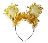 Sparkling Gold Stars Headbands, Foil Strips Glitter Tinsel Headband, Gold Festive Headband for Birthday,New Year,Rave,Christmas