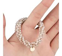 Sparkling Headband Girl and Women's Hair Tie Elegant Sparkling Beads Screw Tea French Pearl Ponytail Holder Thick Hair Men