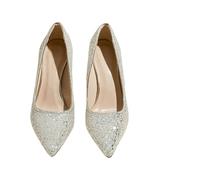 Sparkling High Heels Shiny Crystal Women Pumps Sequins Stage Performances Lady Stiletto Pointy Toe Female Heels Gorgeous Evening Dress Shoes for Women(Clear,37)