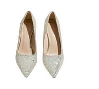 Sparkling High Heels Shiny Crystal Women Pumps Sequins Stage Performances Lady Stiletto Pointy Toe Female Heels Gorgeous Evening Dress Shoes for Women(Brown,38)