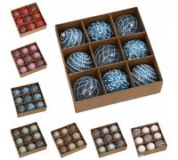 Sparkling Holiday Decor Essentials Nine Shimmering Ball Ornaments at an Size of Eight Centimeters Each (Red)