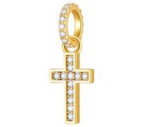 Sparkling Latin Cross Pendant Charm, 18K Gold Plated Religious Dangle Mini Beads Fit Pandora Christian Bracelet Necklace, Gifts for Easter/Mothers Day/Friends
