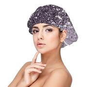 Sparkling Lavender Lady Glitter Shiny Decor Art,Adult's Satin Sleeping Cap - Women's Elastic Sleep Bonnet, Adjustable Overnight Hair Cover
