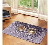 Sparkling Lavender Lady Glitter Shiny Decor Art,Waterproof Pet Feeding Mat,PU Leather Placemats for Cat Dog Water Bowl,Food Mats,30x45cm