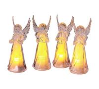 Sparkling LED Angel Figurines 4PCS Transparents Acrylic Nightlight Ornaments Prayer Room Decoration Angel Centerpieces