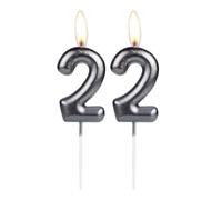 Sparkling Light Black 22nd Birthday Number Candle, Black Number 22 Cake Candle, Birthday Cake Topper Cupcake Girl Boy, Wedding Anniversary Decoration