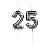 Sparkling Light Black 25th Birthday Number Candle, Black Number 25 Cake Candle, Birthday Cake Topper Cupcake Girl Boy, Wedding Anniversary Decoration