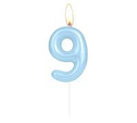 Sparkling Light Blue 1st Birthday Number Candle, Pearl Blue Number 9 Cake Candle, Birthday Cake Topper Cupcake Girl Boy, Wedding Anniversary Decoration