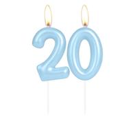 Sparkling Light Blue 20th Birthday Number Candle, Pearl Blue Number 20 Cake Candle, Birthday Cake Topper Cupcake Girl Boy, Wedding Anniversary Decoration