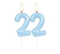 Sparkling Light Blue 22nd Birthday Number Candle, Pearl Blue Number 22 Cake Candle, Birthday Cake Topper Cupcake Girl Boy, Wedding Anniversary Decoration
