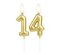 Sparkling Light Golden 14th Birthday Number Candle, Golden Number 14 Cake Candle, Birthday Cake Topper Cupcake Girl Boy, Wedding Anniversary Decoration