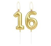 Sparkling Light Golden 16th Birthday Number Candle, Golden Number 16 Cake Candle, Birthday Cake Topper Cupcake Girl Boy, Wedding Anniversary Decoration