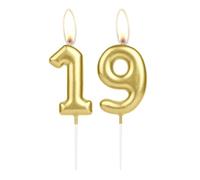 Sparkling Light Golden 19th Birthday Number Candle, Golden Number 19 Cake Candle, Birthday Cake Topper Cupcake Girl Boy, Wedding Anniversary Decoration