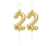 Sparkling Light Golden 22nd Birthday Number Candle, Golden Number 22 Cake Candle, Birthday Cake Topper Cupcake Girl Boy, Wedding Anniversary Decoration