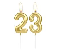 Sparkling Light Golden 23rd Birthday Number Candle, Golden Number 23 Cake Candle, Birthday Cake Topper Cupcake Girl Boy, Wedding Anniversary Decoration