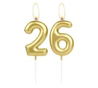 Sparkling Light Golden 26th Birthday Number Candle, Golden Number 26 Cake Candle, Birthday Cake Topper Cupcake Girl Boy, Wedding Anniversary Decoration