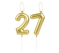 Sparkling Light Golden 27th Birthday Number Candle, Golden Number 27 Cake Candle, Birthday Cake Topper Cupcake Girl Boy, Wedding Anniversary Decoration