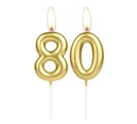 Sparkling Light Golden 80th Birthday Number Candle, Golden Number 80 Cake Candle, Birthday Cake Topper Cupcake Girl Boy, Wedding Anniversary Decoration