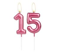 Sparkling Light Rose 15th Birthday Number Candle, Rose Number 15 Cake Candle, Birthday Cake Topper Cupcake Girl Boy, Wedding Anniversary Decoration