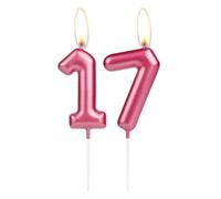 Sparkling Light Rose 17th Birthday Number Candle, Rose Number 17 Cake Candle, Birthday Cake Topper Cupcake Girl Boy, Wedding Anniversary Decoration