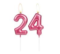 Sparkling Light Rose 24th Birthday Number Candle, Rose Number 24 Cake Candle, Birthday Cake Topper Cupcake Girl Boy, Wedding Anniversary Decoration