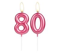 Sparkling Light Rose 80th Birthday Number Candle, Rose Number 80 Cake Candle, Birthday Cake Topper Cupcake Girl Boy, Wedding Anniversary Decoration