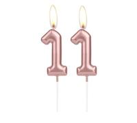 Sparkling Light Rose Gold 11st Birthday Number Candle, Rose Gold Number 11 Cake Candle, Birthday Cake Topper Cupcake Girl Boy, Wedding Anniversary Decoration