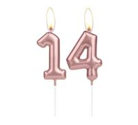 Sparkling Light Rose Gold 14th Birthday Number Candle, Rose Gold Number 14 Cake Candle, Birthday Cake Topper Cupcake Girl Boy, Wedding Anniversary Decoration