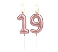 Sparkling Light Rose Gold 19th Birthday Number Candle, Rose Gold Number 19 Cake Candle, Birthday Cake Topper Cupcake Girl Boy, Wedding Anniversary Decoration