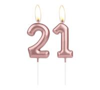 Sparkling Light Rose Gold 21st Birthday Number Candle, Rose Gold Number 21 Cake Candle, Birthday Cake Topper Cupcake Girl Boy, Wedding Anniversary Decoration