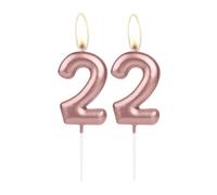 Sparkling Light Rose Gold 22nd Birthday Number Candle, Rose Gold Number 22 Cake Candle, Birthday Cake Topper Cupcake Girl Boy, Wedding Anniversary Decoration