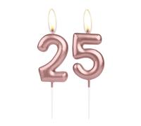 Sparkling Light Rose Gold 25th Birthday Number Candle, Rose Gold Number 25 Cake Candle, Birthday Cake Topper Cupcake Girl Boy, Wedding Anniversary Decoration