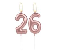 Sparkling Light Rose Gold 26th Birthday Number Candle, Rose Gold Number 26 Cake Candle, Birthday Cake Topper Cupcake Girl Boy, Wedding Anniversary Decoration
