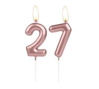 Sparkling Light Rose Gold 27th Birthday Number Candle, Rose Gold Number 27 Cake Candle, Birthday Cake Topper Cupcake Girl Boy, Wedding Anniversary Decoration