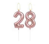 Sparkling Light Rose Gold 28th Birthday Number Candle, Rose Gold Number 28 Cake Candle, Birthday Cake Topper Cupcake Girl Boy, Wedding Anniversary Decoration