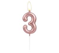 Sparkling Light Rose Gold 3rd Birthday Number Candle, Rose Gold Number 3 Cake Candle, Birthday Cake Topper Cupcake Girl Boy, Wedding Anniversary Decoration