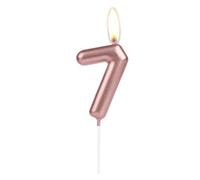 Sparkling Light Rose Gold 7th Birthday Number Candle, Rose Gold Number 7 Cake Candle, Birthday Cake Topper Cupcake Girl Boy, Wedding Anniversary Decoration