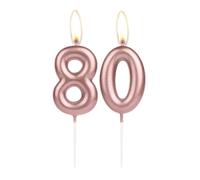 Sparkling Light Rose Gold 80th Birthday Number Candle, Rose Gold Number 35 Cake Candle, Birthday Cake Topper Cupcake Girl Boy, Wedding Anniversary Decoration