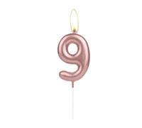 Sparkling Light Rose Gold 9th Birthday Number Candle, Rose Gold Number 9 Cake Candle, Birthday Cake Topper Cupcake Girl Boy, Wedding Anniversary Decoration