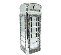 Sparkling Memories Ceramic Telephone Booth Ornament, 25cm, Crushed Diamond Glitter, Christmas Village Accessory