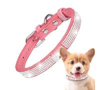 Sparkling Microfiber Dog Collar Fancy Neck Accessories Adjustable Sparkly Crystal Studded Dog Strap Glitter Decorative Comfortable Fit Birthday Wedding