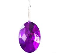Sparkling Oval Acrylic Gemstone Pendants for Holiday Tree Ornaments, Lightweight Design with Faceted Cuts to Add Shine and Style to Seasonal Decor (Purple)