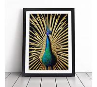 Sparkling Peacock | Framed Wall Art Print | Modern Home Decor Picture | Ready to Hang Artwork for Living Room, Bedroom, Kitchen or Office | Multiple Sizes